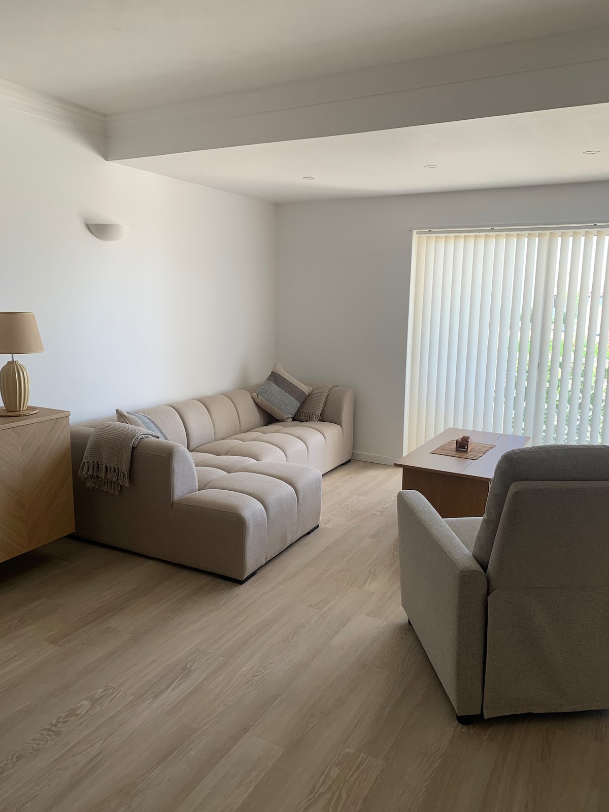 Bright living area and terrace access