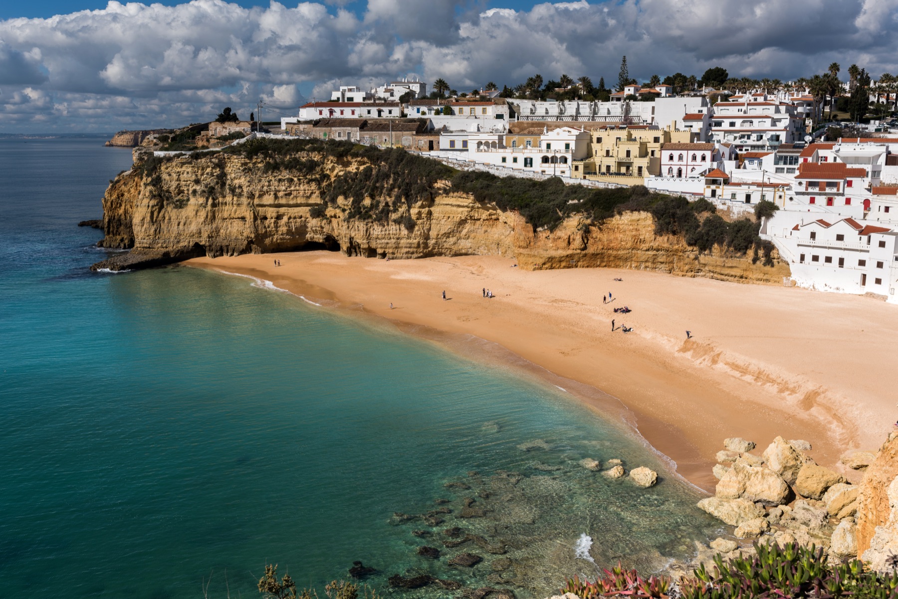 Golden sand and whitewashed houses above Praia do Carvoeiro